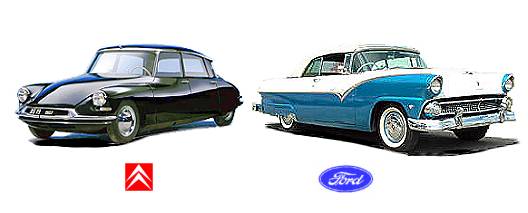 Citroën DS 1955 (left) & Ford Convertible 1955 (right)